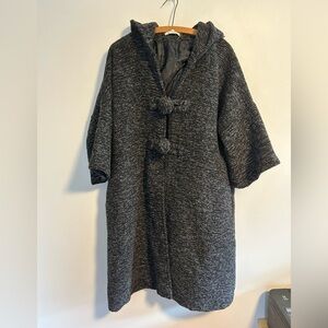 Jing xiu women’s xl black & grey 3/4 length sleeves hooded puff closure jacket